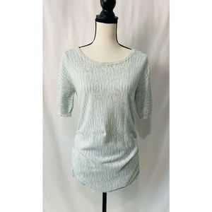 Motherhood Maternity Light Blue and White Ruche 3/4  Keyhole Back Sleeveless Top